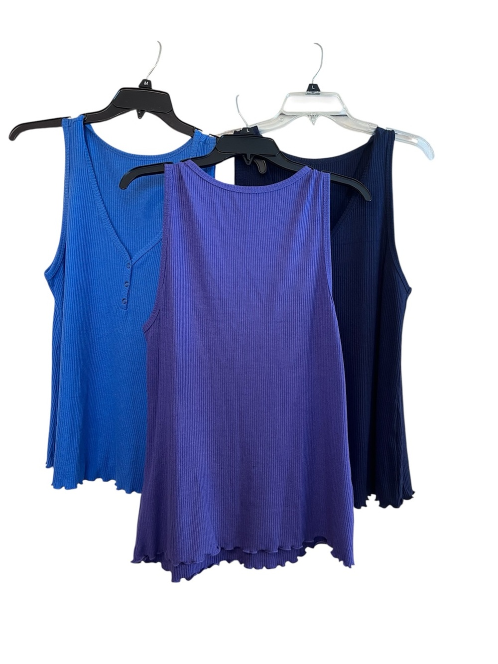 Three Women's Ribbed V-Neck Tank Tops - Picture 2 of 6